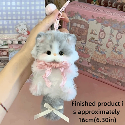 Cute Handmade Twisty Stick Little Cat Pendant Keychain Plush DIY Material Package Gifts Twist Bar Kitten Doll Toy