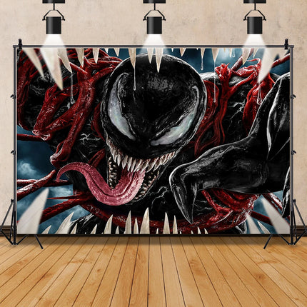Marvel Movie Venom Backdrop Banner Superhero Custom Name Photo Background Spider-Man Kids Boy Birthday Party Decor Photo Props