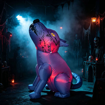 3FT Inflatable Halloween Howling Wolf Decoration with LED Lights, Lighted Blow Up Scary Wolf Figure for Outdoor Indoor Yard Garden Patio Party Holiday Home Decor, Spooky Night Glowing Animal Prop