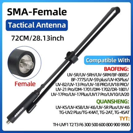 ABBREE CS Tactical Antenna SMA-Female Dual Band VHF UHF 144/430Mhz Foldable For Walkie Talkie Baofeng UV-21 UV-5R QuanSheng K5