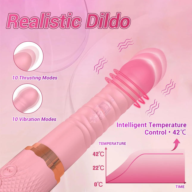 Dual motor Realistic Thrusting Dildo Vibrator With Heating,10 mode Sex Toys Vibrator Clitoral Stimulator For Anal Stimulation