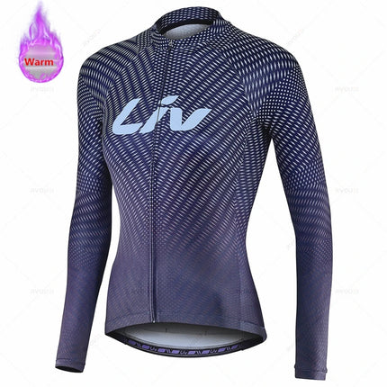 Liv Women Winter Bicicleta Set Outdoor Thermal Fleece Cycling Clothing Road Bike Shirt MTB Jersey Bicycle Uniform Roupa Ciclismo