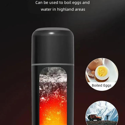 Electric kettle 12V 24V portable car heating cup 500 ml travel heating smart stainless steel insulation artifact OLED display