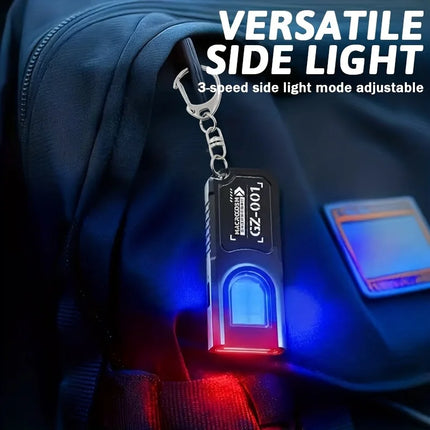 Powerful Mini COB LED Keychain Flashlight USB C Rechargeable Hanging Work Light Waterproof Keyring Camping Walking Pocket Lamp