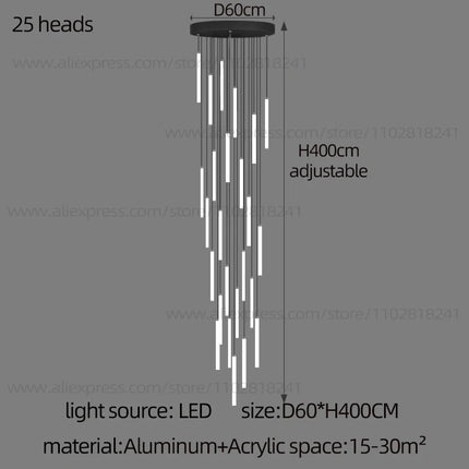 Minimalist Chandelier LED Stair Strip Lamp Duplex Building Interior Lighting Lamps Modern Dining Table Living Room Pendant light