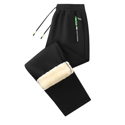 Winter Mens Sweatpants EU Size Thick Warm Fleece Lined Loose Joggers Sportswear Zip Pockets Casual Outdoor Track Pants Plus Size