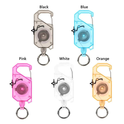 Portable Plastic Elastic Keychain Hovering Type Retractable Easy Pull Buckle Lanyard Carabiner Badge Holder Outdoor