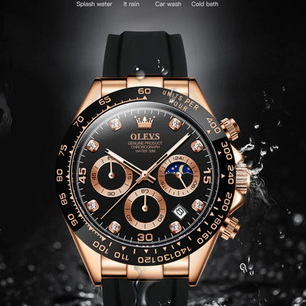 OLEVS 2875 Fashion Men's Watch Luxury Original Moon Phase Calendar Wristwatch Chronograph Luminous Waterproof Watch For Men