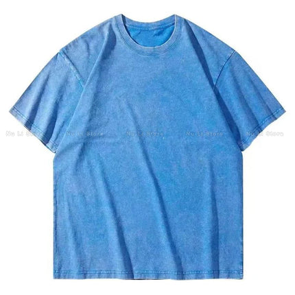 250gsm Men's Washed Vintage T-Shirts Street Hip Hop Retro Punk T Shirt Women Harajuku Casual Cotton Short Sleeve Acid Wash Tops