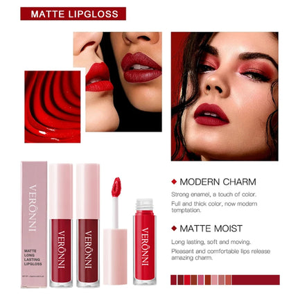 12 Color Non-stick cup Velvet Satin Gloss Lip glaze Mist Liquid matte lipstick Waterproof long-lasting color liquid