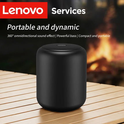 Lenovo IPX4 Waterproof 360° Surround Sound, 1200mAh Battery Compact Subwoofer, Portable Bluetooth 5.4 Speaker for Outdoor & Home