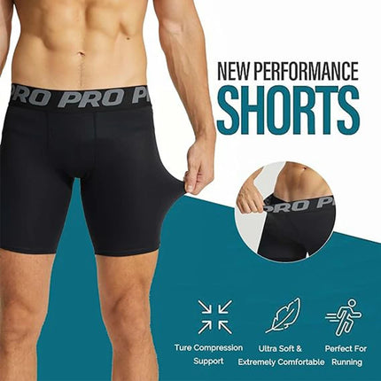 3 Pack Compression Shorts Men Quick Dry Workout Underwear Boxer Brief Biking Running Athletic Training Tights Sport Short