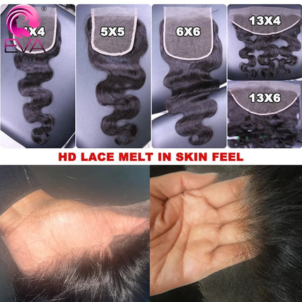 5x5 Invisible HD Lace Closures Ultra Thin Swiss HD Lace Skin Melted Human Hair Closures Pre Plucked 13x6 HD Lace Frontal Closure