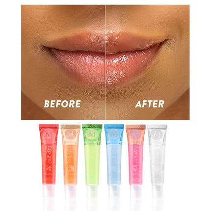 6/12Pcs Fruity Watery Glossy Lip Gloss Set VE, Rosehip, Argan, Mint, Aloe, Coconut Flavor Clear Lip Oil Moisturizing Lip Plumpin