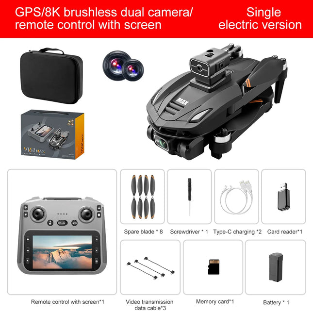V168 Pro Max Drone GPS Profesional with 8K HD Camera FPV 5G Wifi Brushless Motor Foldable RC Quadcopter Obstacle Avoidance Dron