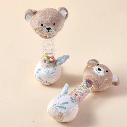 Cotton Bear Baby Rattle – Soft Crystal Material, Transparent Bell Tube, Portable Sensory Toy for Sight, Sound & Touch Gift