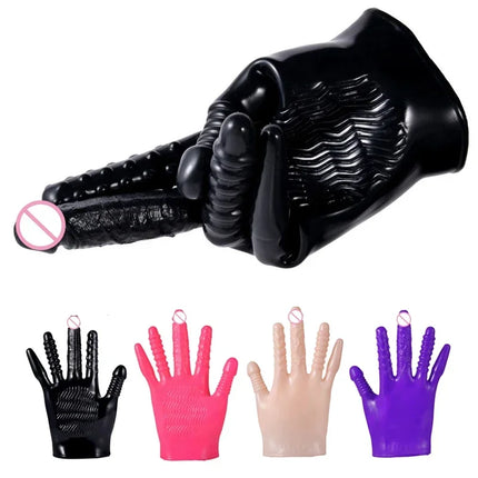 Vibrating Finger Gloves G-spot Clitoris Stimulator Real Penis Dildo Vibrator Glove Sex Toys for Woman Sex Games Intimate Toys