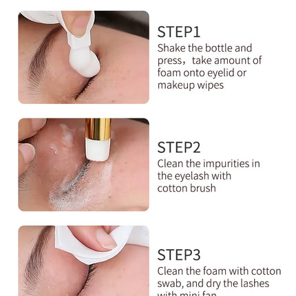 ICONSIGN 60ml Lash Shampoo Brush Kit Professional Lash Foam Cleanser Pump Design No Stimulation Eyelash Mousse Lash Glue Remover