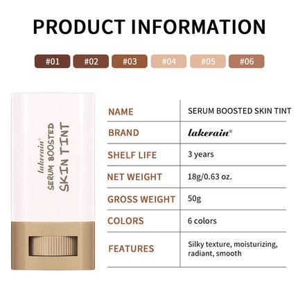 Skin Tint Foundation Stick 6 Colors Balm Serum Boosted Smooth Plumper Hight Coverage Travel Bronze Foundation Stick Makeup