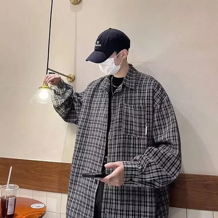 Retro Japanese Style Cityboy Plaid Shirt Thin Outerwear for Men and Women Fresh Style Casual Shirt Male Female Fashion