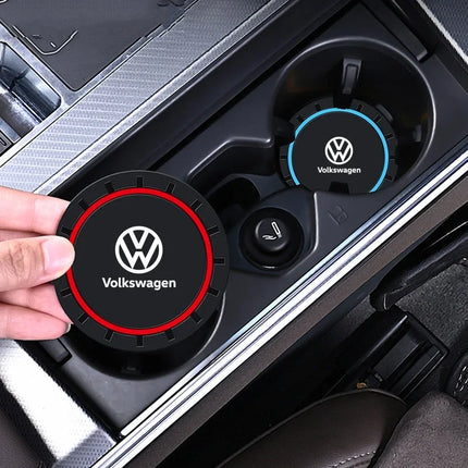 New 2pcs Car Coaster Mats Water Cup Non-slip Pads For Volkswagen GOLF 5 Tiguan Polo Golf 6 Golf 7 Jetta Accessories