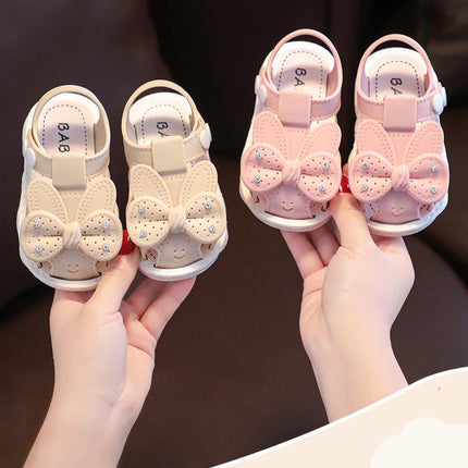 Solid Bow Children's Summer Shoes Cute PVC Beach Non Slip Sandals For Baby Girls Footwear Soft Infant Kids Fashion Sandals