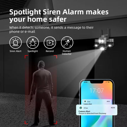15MP ICSEE Protocol Security Camera 3-HD Screens Auto Tracking Color Night Vision 2-Way Audio Outdoor WiFi CCTV Cam