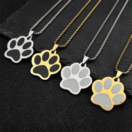 Punk Dog Paw Pendant Necklace for Women Men Stainless Steel Gold Silver Color Animal Puppy Claw Chain Jewelry colar masculino