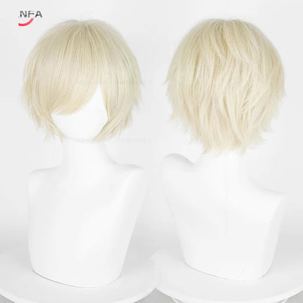 Anime 30cm Short Straight Cosplay Wig Black White Green Brown Purple Blue Gray Red Gold Man Women Heat Resistant Synthetic Hair
