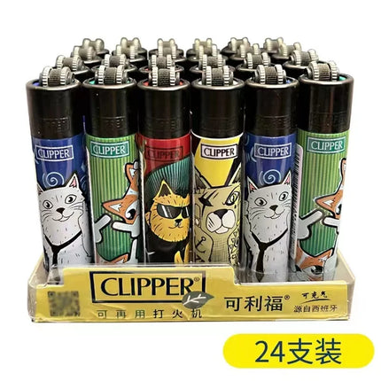 24Pcs Clipper Mini Flint Wheel Lighter Butane Refillable Cigarette Lighter, Cool Men's Gift & Smoking Accessories