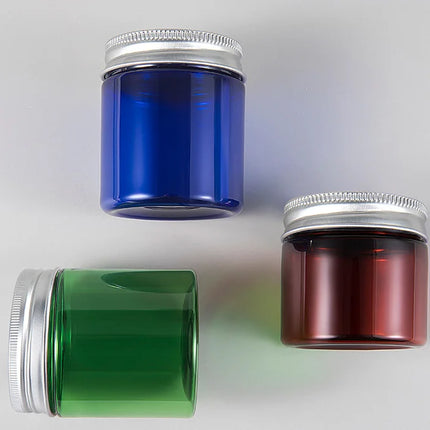 10/30/50pcs 50ml 80ml Travel Cosmetic Empty Bottle Clear/Brown/Blue Jar Pot Aluminum Cover Cream Eyeshadow Makeup Container Box