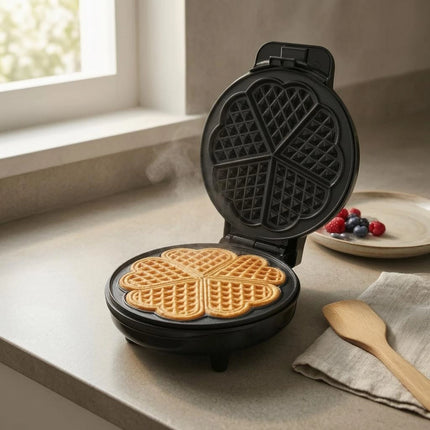 Clamshell Waffle Maker Non-Stick Electric Waffle Maker Small Appliance Indicator Lights Black