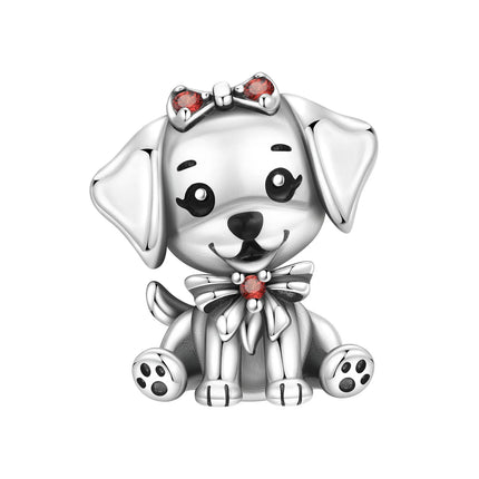 Hot Sale 925 Sterling Silver Dog Paw Print Fixed Clip & Shepherd Dog Dangle Charm Fits Bracelet Beloved Pet Pendant Gifts