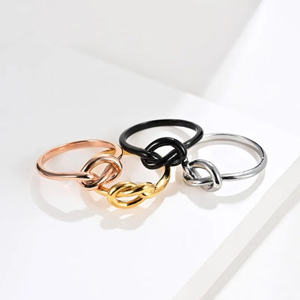 Stainless Steel Heart Knot Ring Wedding Band for Women Men Size 4-11