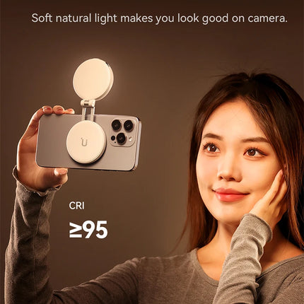 Ulanzi LM19 Mobile Phone Selfie Light Bi-color Pocket LED Magnetic Mini Ring Lamp Photography For iPhone 16 15 Apple 14 13 Pro
