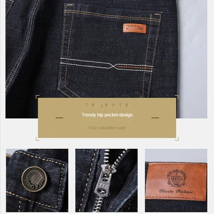 2023 New Men's Stretch Fit  Jeans Busine Business Fashion Soft Denim Trousers Male Brand  Pants Black Blue