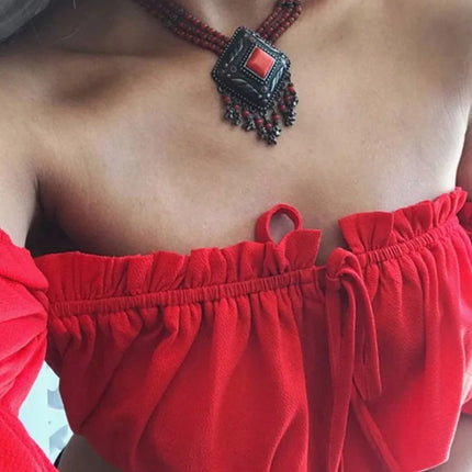 Women's Crop Tops 2024 Summer Lantern Sleeve Sexy Strapless Beach Tops Plus Size Red Black White Ruched Crop Top