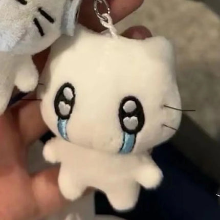 Cute Headphones Kitten Couple Keychain Mini Crying Cat Doll Plush Keyring Cartoon Bag Pendant Charms Backpack Decoration A19