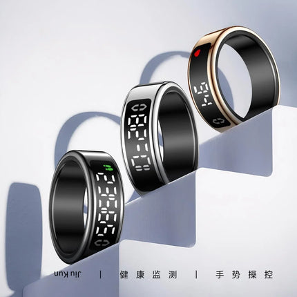 Smart Ring with Display Screen Touch Charging Fitness Tracker Heart Rate Blood Oxygen Monitor Sleep Tracker Wearable Technology