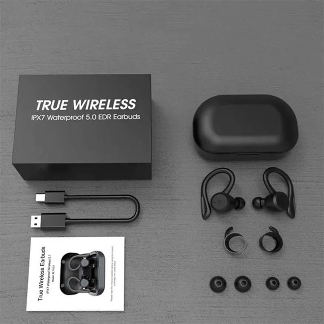 Swimming Waterproof Bluetooth Earphone Dual Wear Style Sport Wireless Headset TWS IPX7 Earbuds Stereo Long Play Time With Mic