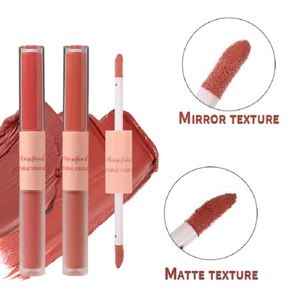 Double-Headed Lip Gloss Waterproof Moisturizing Long-Lasting Mist Matte Velvet Mirror Lip Gloss Cosmetics