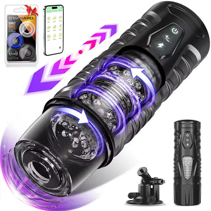 Fully Automatic Retractable Male Masturbator Thrusting Rotating Suction Pocket Pussy Vaginal Aircraft Cup Adult Sex Toys For Men