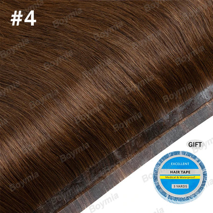 Tape In Weft Hair Extensions Human Hair PU Long Weft Tape In Hair Extensions Real Human Hair Silky Easy to Use Remy 12-20 inch