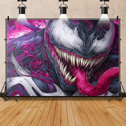 Venom Themed Photography Background Banner Carnage Dark City Backdrop Marvel Superhero Boy Birthday Party Decoration Photo Props
