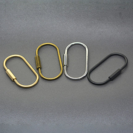 60mm  Bronze Silver matte black brass wire wrap run course oval Screw Lock Carabiner Key ring Keychain DIY EDC housewarm gift