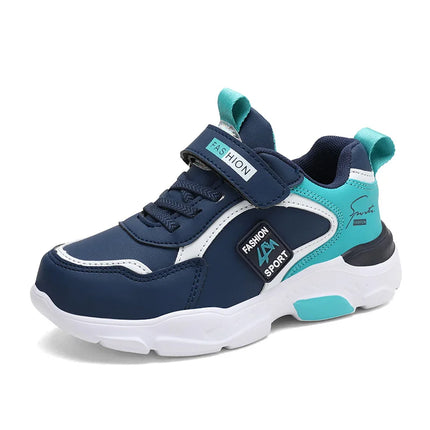 Autumn and Winter Children's Shoes, Boys' Sports Shoes, Leather Upper, Breathable, Non-Slip, Versatile Sports Shoes for Middle and Older Children, Elementary School Students