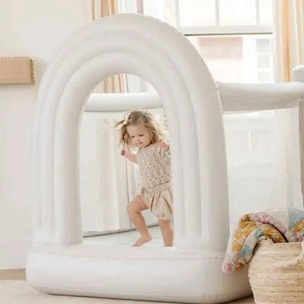Inflatable Jumping House for Kids Rainbow Bounce House Birthday Gift Children's Mini Inflatable Castle PVC Built-in Air Pump