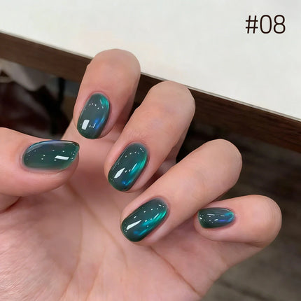 MIANEL 10ML Northern Colorful Blue Light Glass Beads Cat Eye Gel Nail Polish Flashing Versatile Winter Blue Nails
