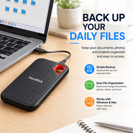 1TB Portable SSD External Hard Drive USB 3.1 High-Speed Storage for Laptop/Mac/PC Compact & Durable