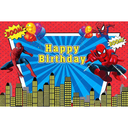 Avengers Backdrops Children Birthday Decoration Custom Text Superhero Photography Background Spider-Man Captain America Iron Man